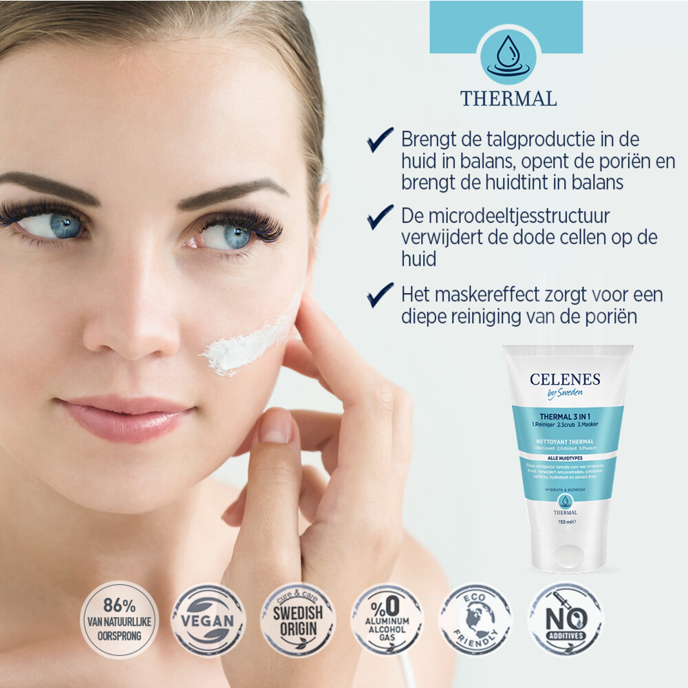 Celenes Thermal 3 in 1 Reiniger Scrub Masker150 ml