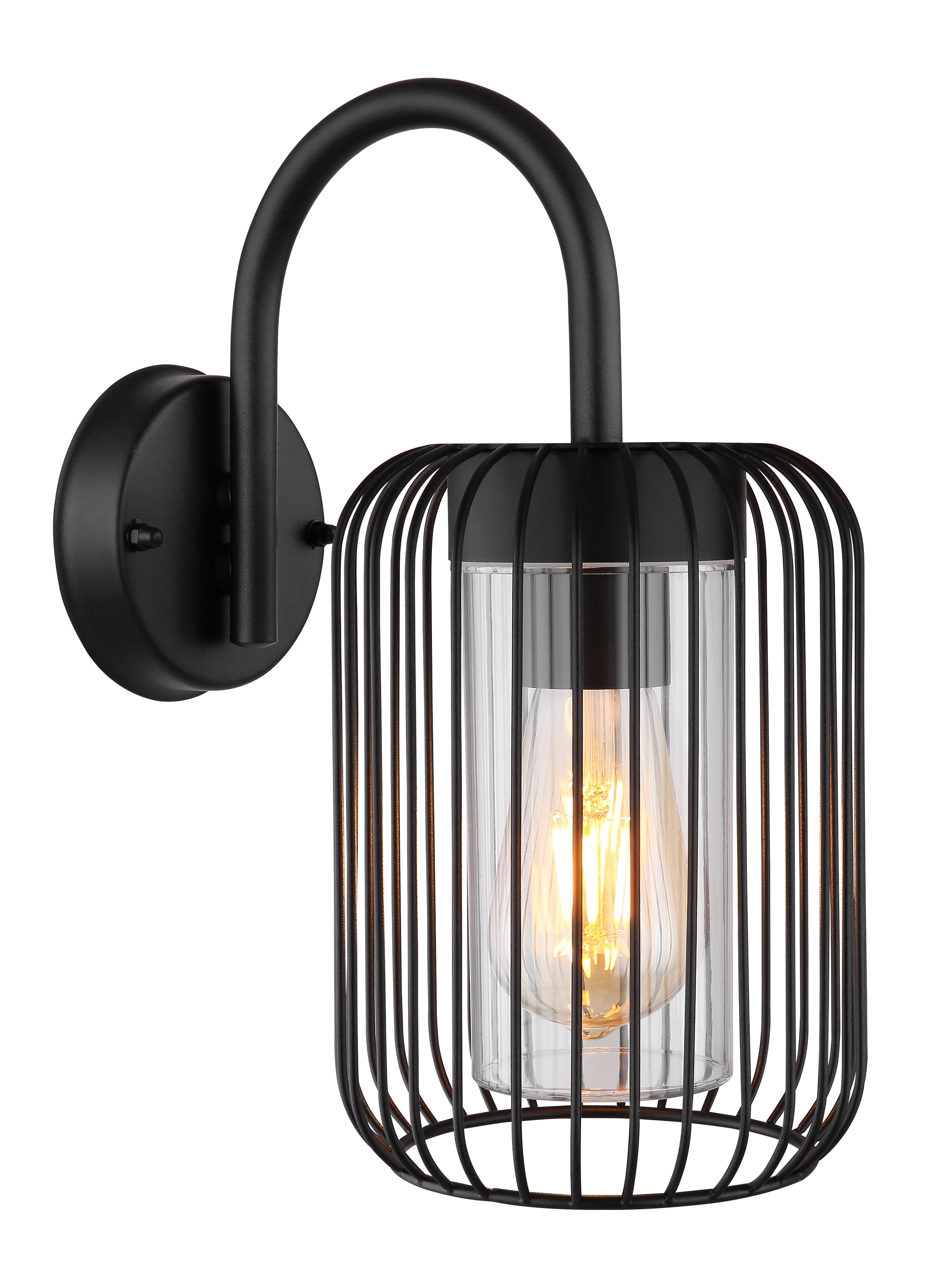GLOBO LED Retrofit Außenwandleuchte NinaSchwarz 16x25cm H.32,5cm Metall,Geflecht,Matt,spritzwassergeschützt,Außen