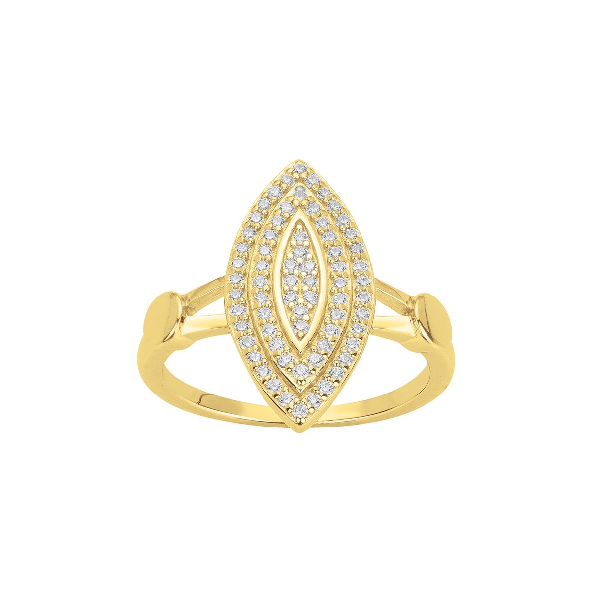 Bague en Plaqué Or avec oxyde de zirconium blanc