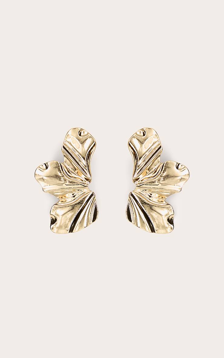 Doré Boucles D'oreilles Statement Demi-fleur Texturées