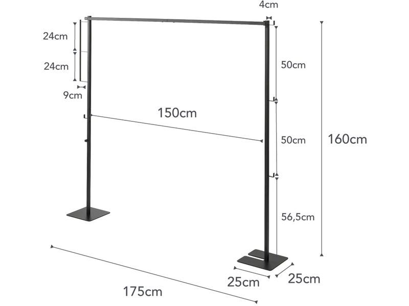 Yamazaki Garderobenständer Tower 160 x 175 cm, Schwarz Zusammenklappbarer Wäsche- & Kleiderständer