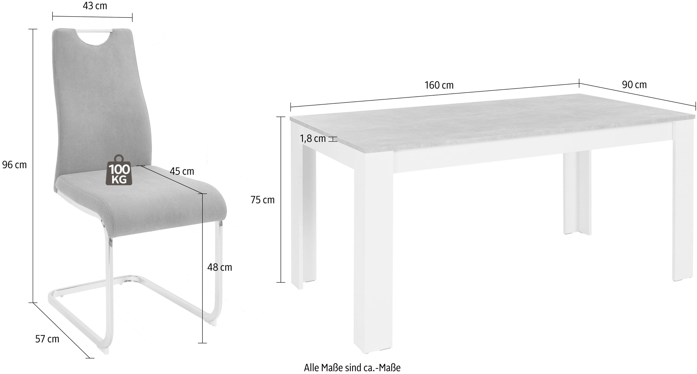 Home affaire Essgruppe »Milano« Set, 5 Stk. tlg. 4 Stühle und 1 Tisch