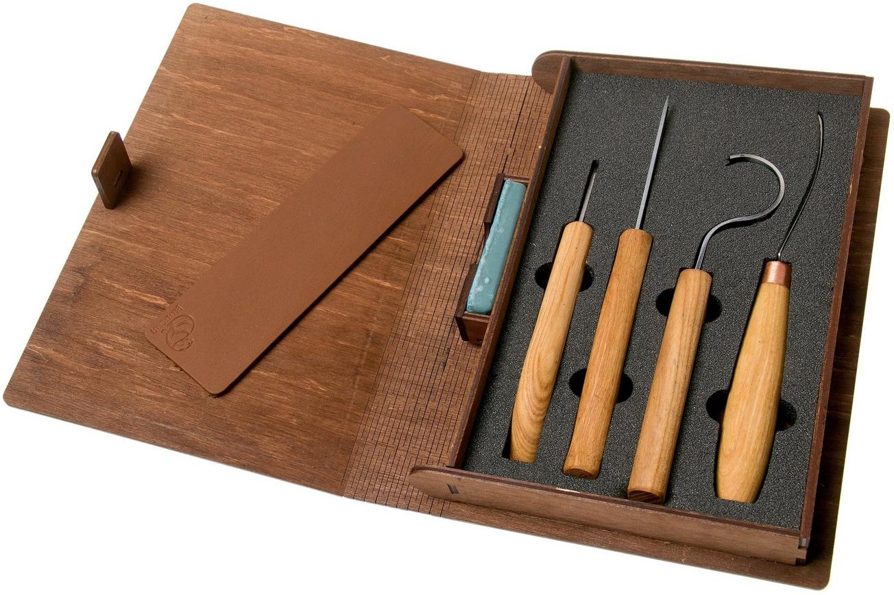 BeaverCraft Professional Spoon and Kuksa Carving Set S43 Book, houtsnijset met houten opbergboek
