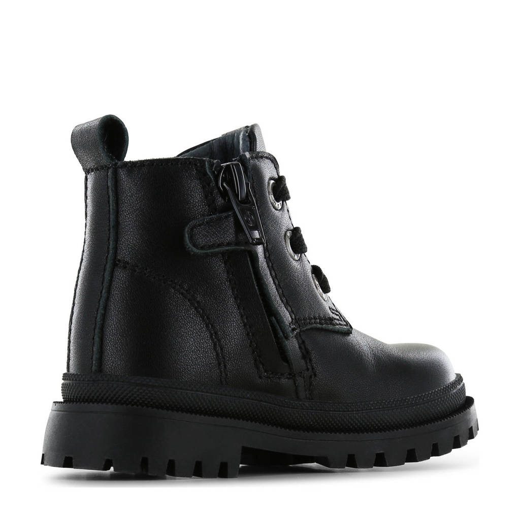 Shoesme leren veterboots zwart