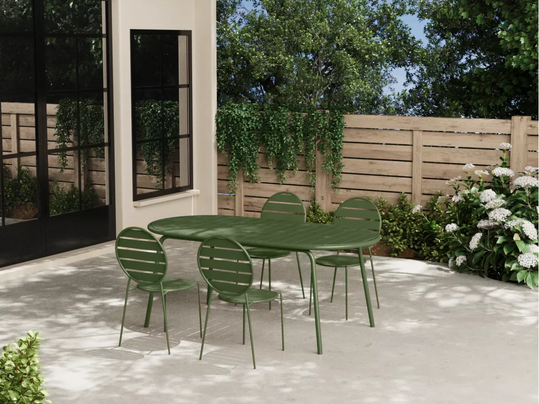 Table de jardin ovale L.180 cm en métal - Kaki - MONTEFARO de MYLIA
