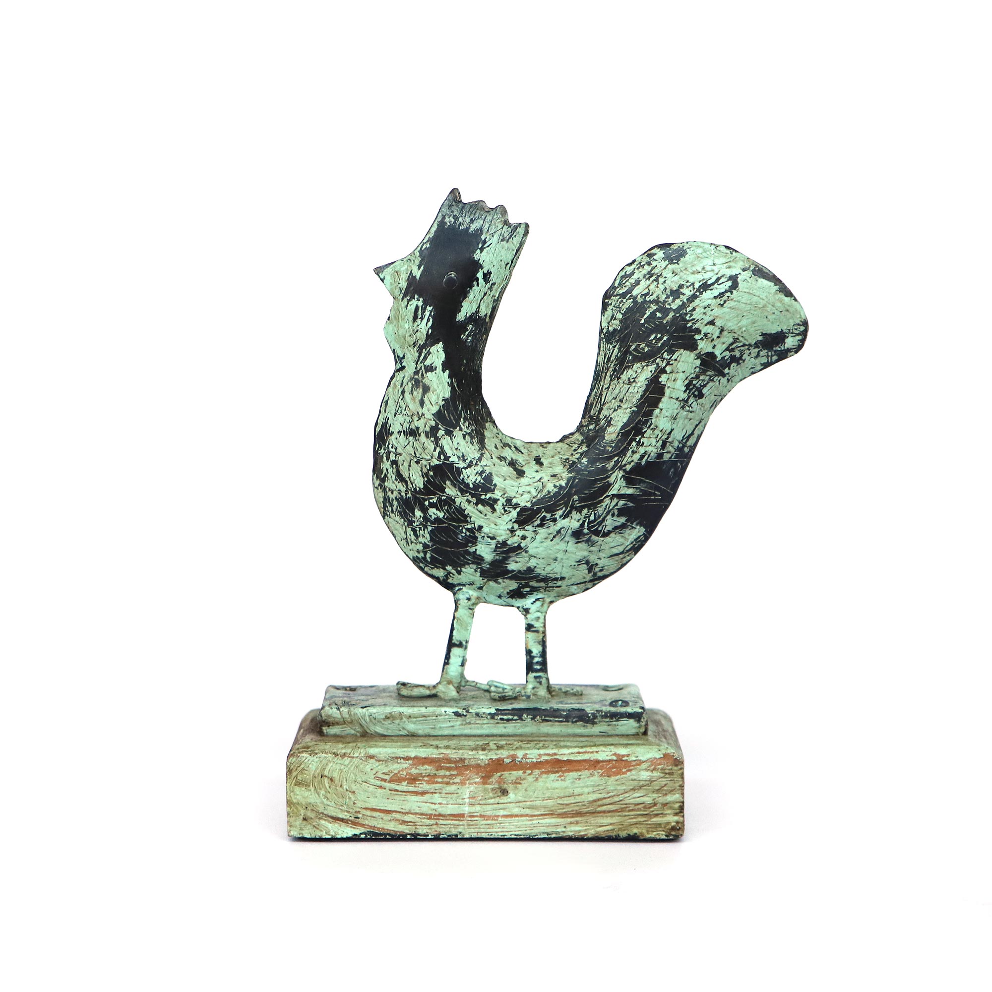 Figur 'Rooster', Patina-türkis, H 24 cm, B 14 cm, L 8 cm von fischer's lagerhaus