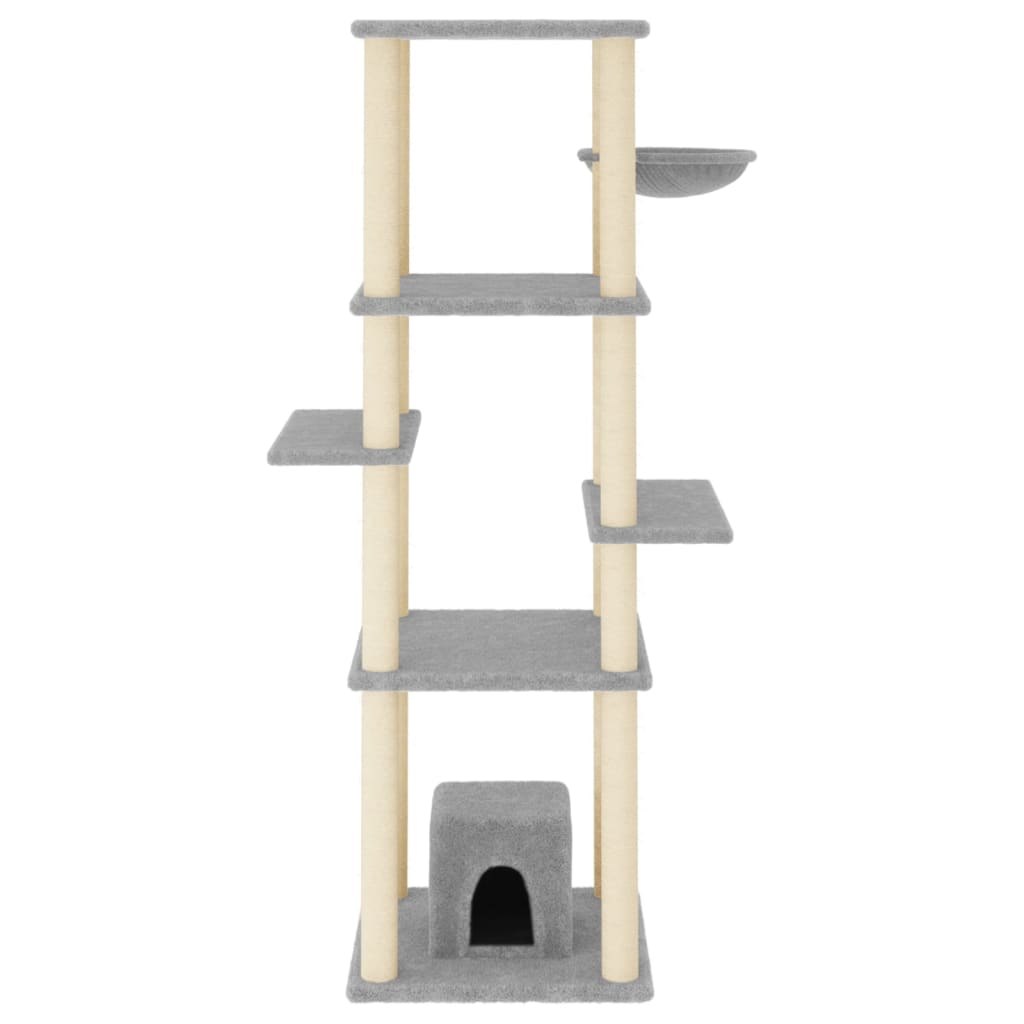 Arbre à chat avec griffoirs en sisal gris clair 154 cm
