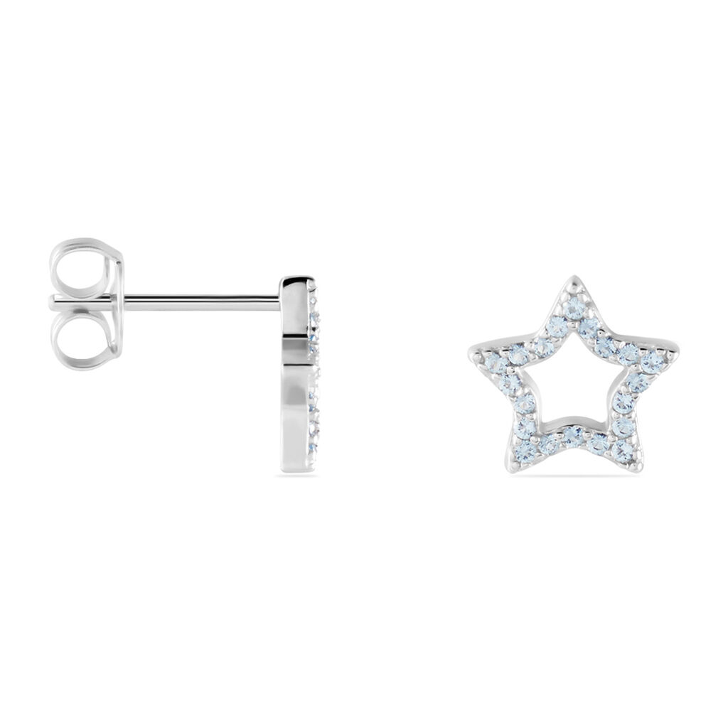 Boucles D'oreilles Puces Dmitri Argent Blanc Oxyde De Zirconium