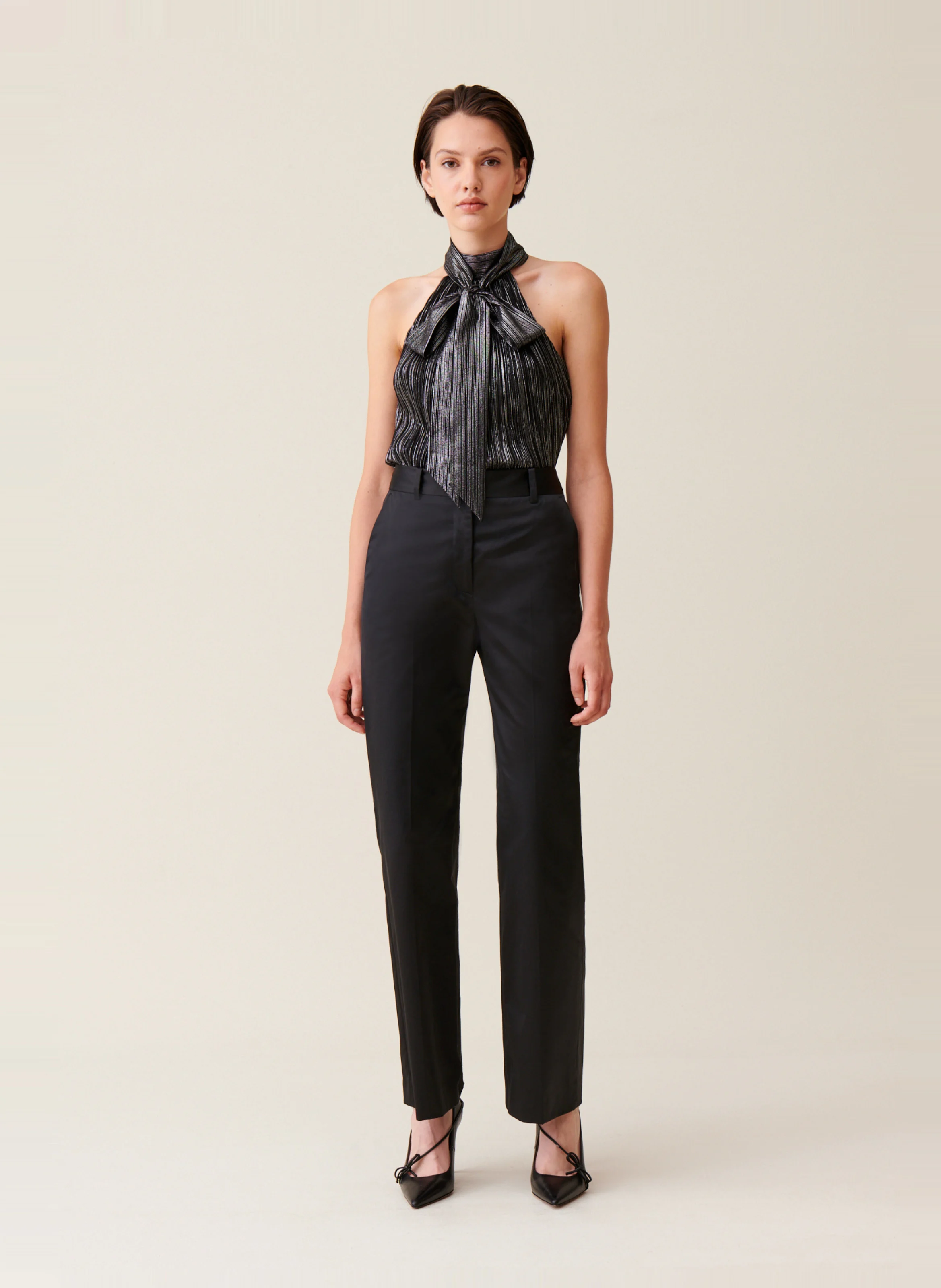 Pantalon droit satiné | Noir
