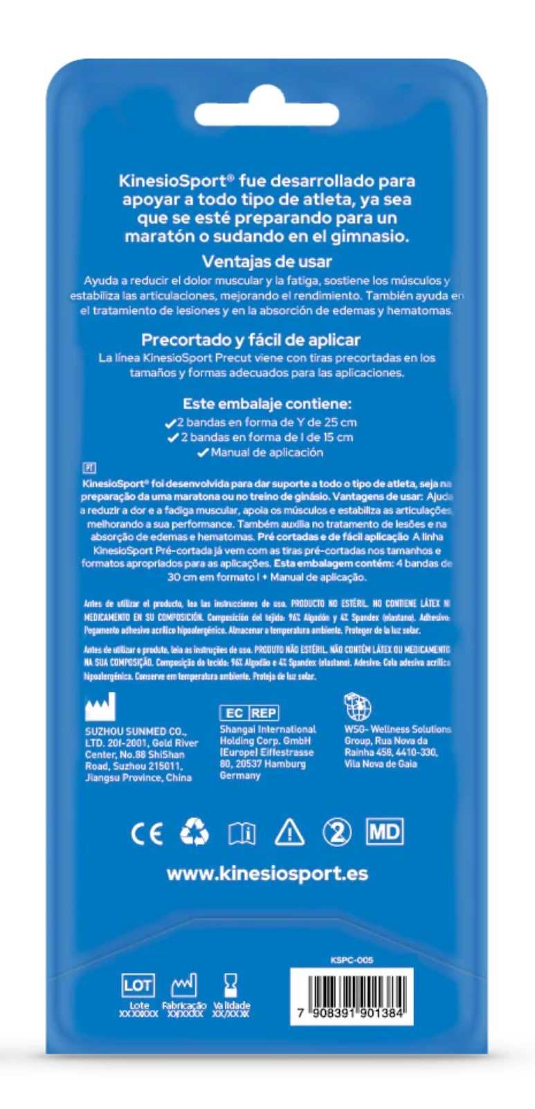 Faixa elástica pré-cortada para joelho Kinesio Sport (x4)