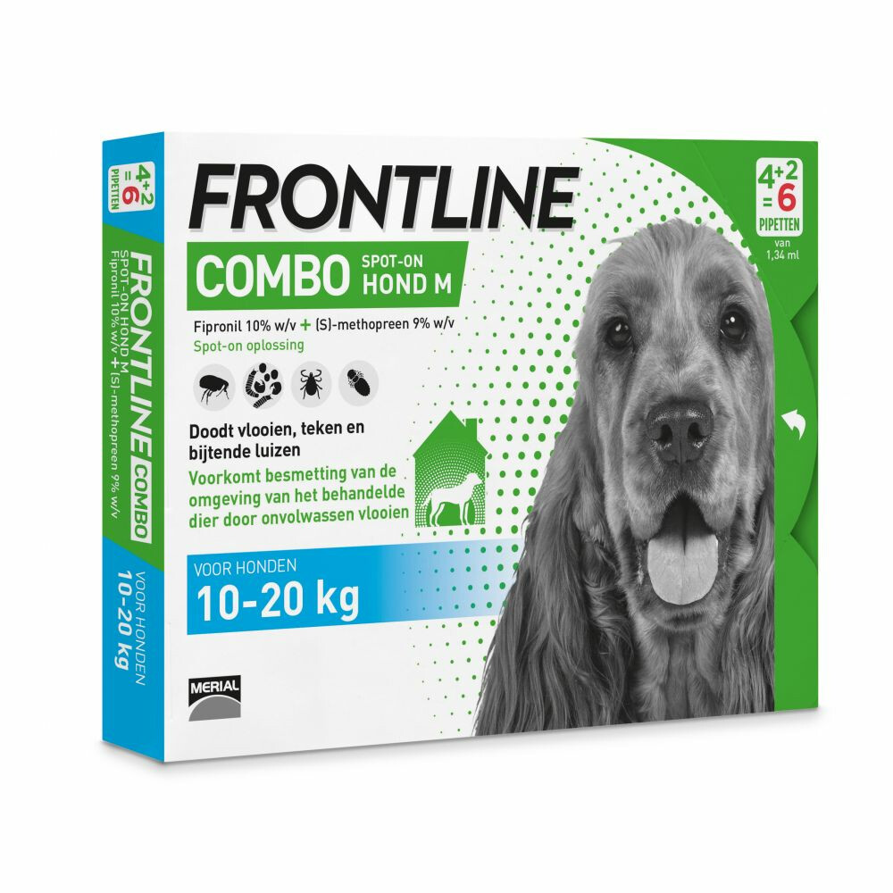 Frontline Combo Spot On Anti Vlooien en Teken Druppels Hond 10 - 20 kg6 pipetten