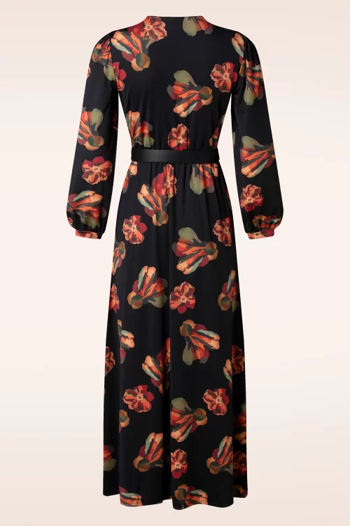 K-Design Isabella Crossover maxi jurk in zwart en multi