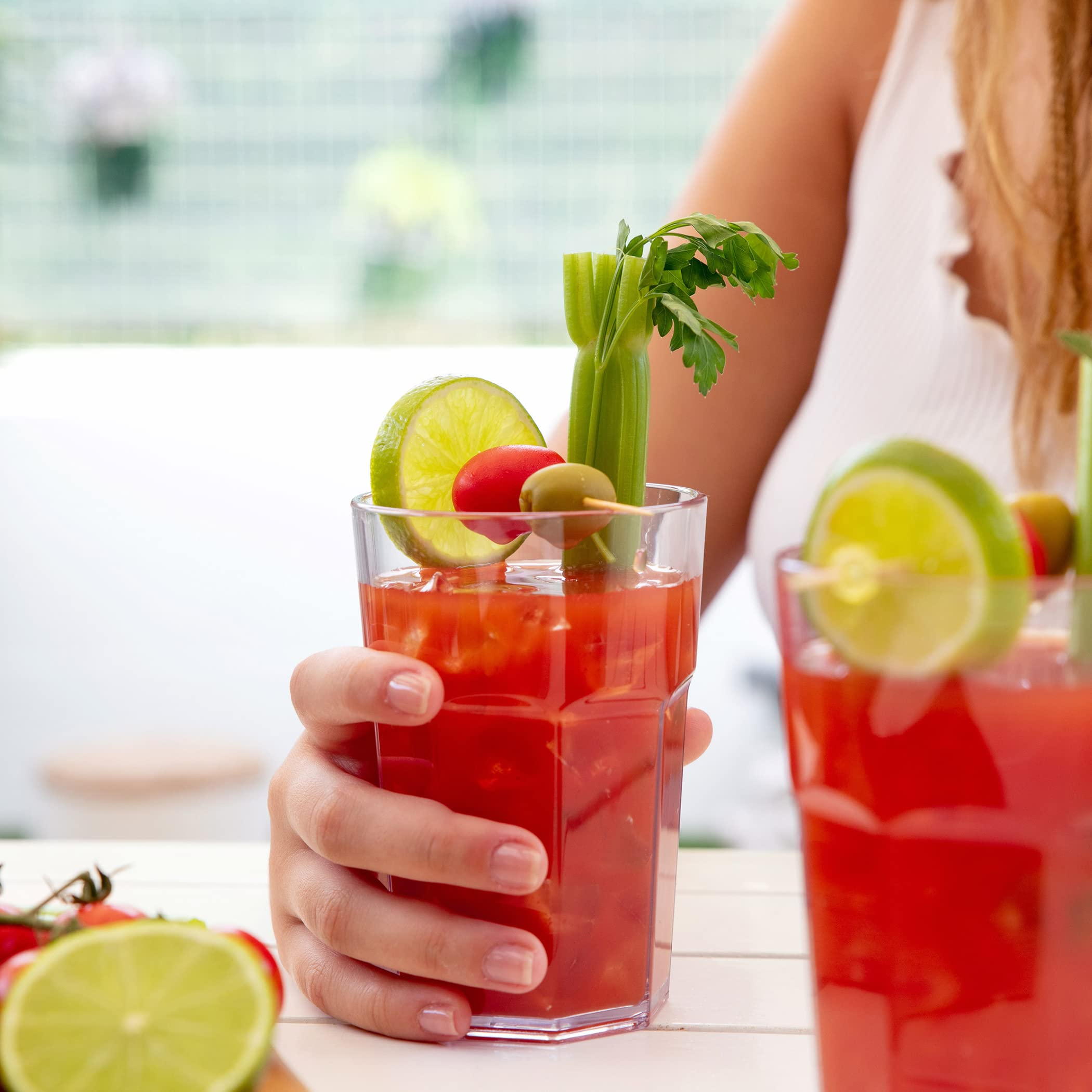 (12er Set) Mehrweg Trinkbecher Party Cocktail Glas für Hochzeit / Geburtstag - Transparent