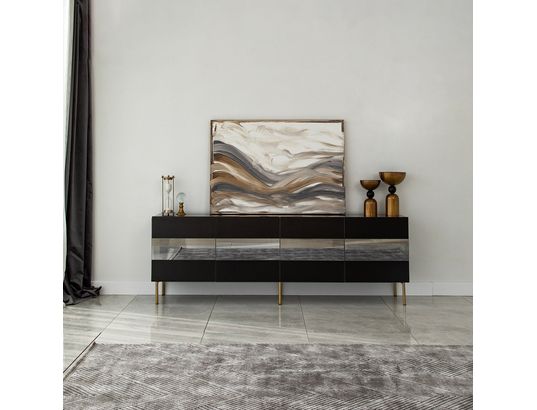 CONCEPT1 - Meuble TV Leon or fume 180 x 35 x h59 cm