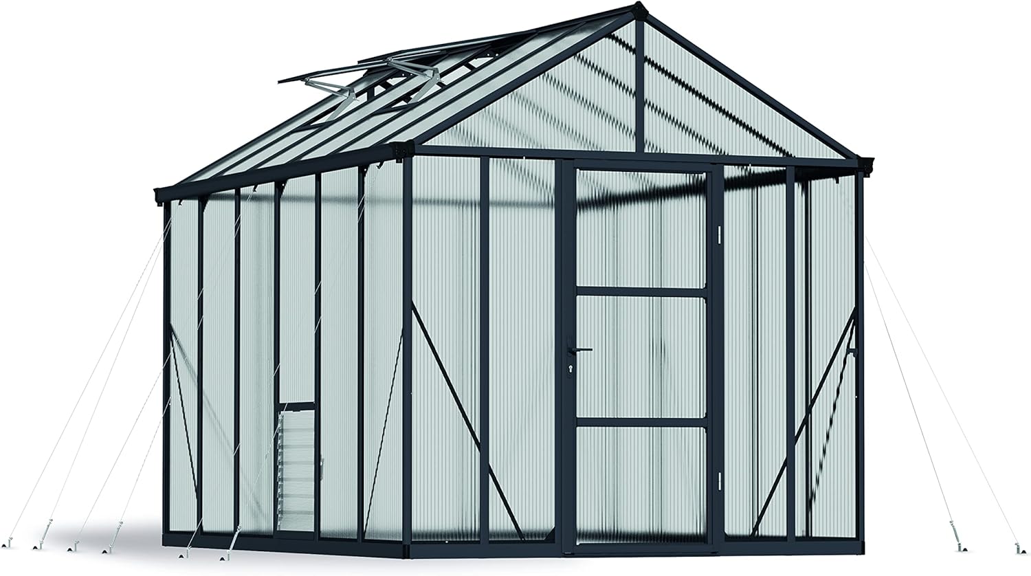 Palram Glory Gewächshaus - 10 mm Polycarbonat & extra dicker Aluminiumrahmen - Die solide Wahl des Gärtners, grau, 364 x 244.5 x 268.5 cm