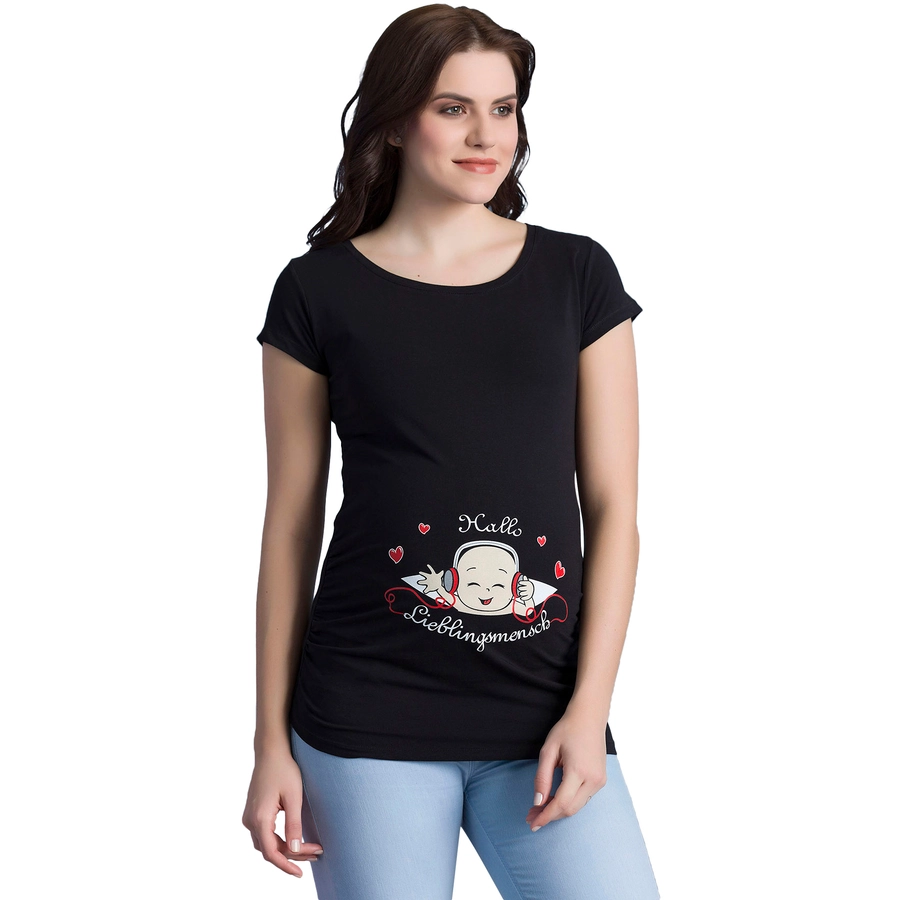 M.M.C. Umstandsshirt Hallo Lieblingsmensch mit Motiv Schwarz