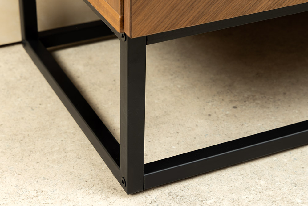 Industrial Sideboard GRANDEZZA 180cm natur Walnuss schwarz Metall viel Stauraum