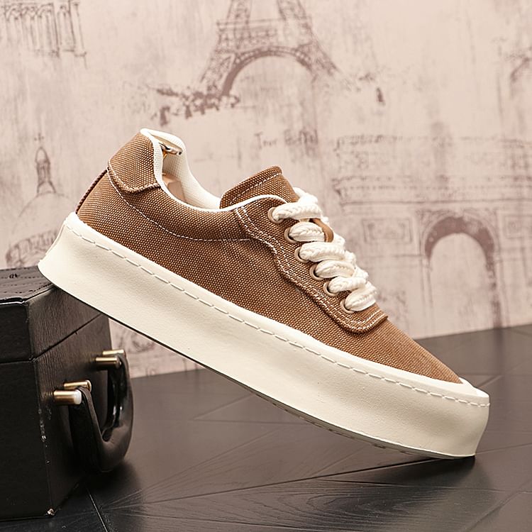 Mr Ozera - Canvas veterschoenen met platform