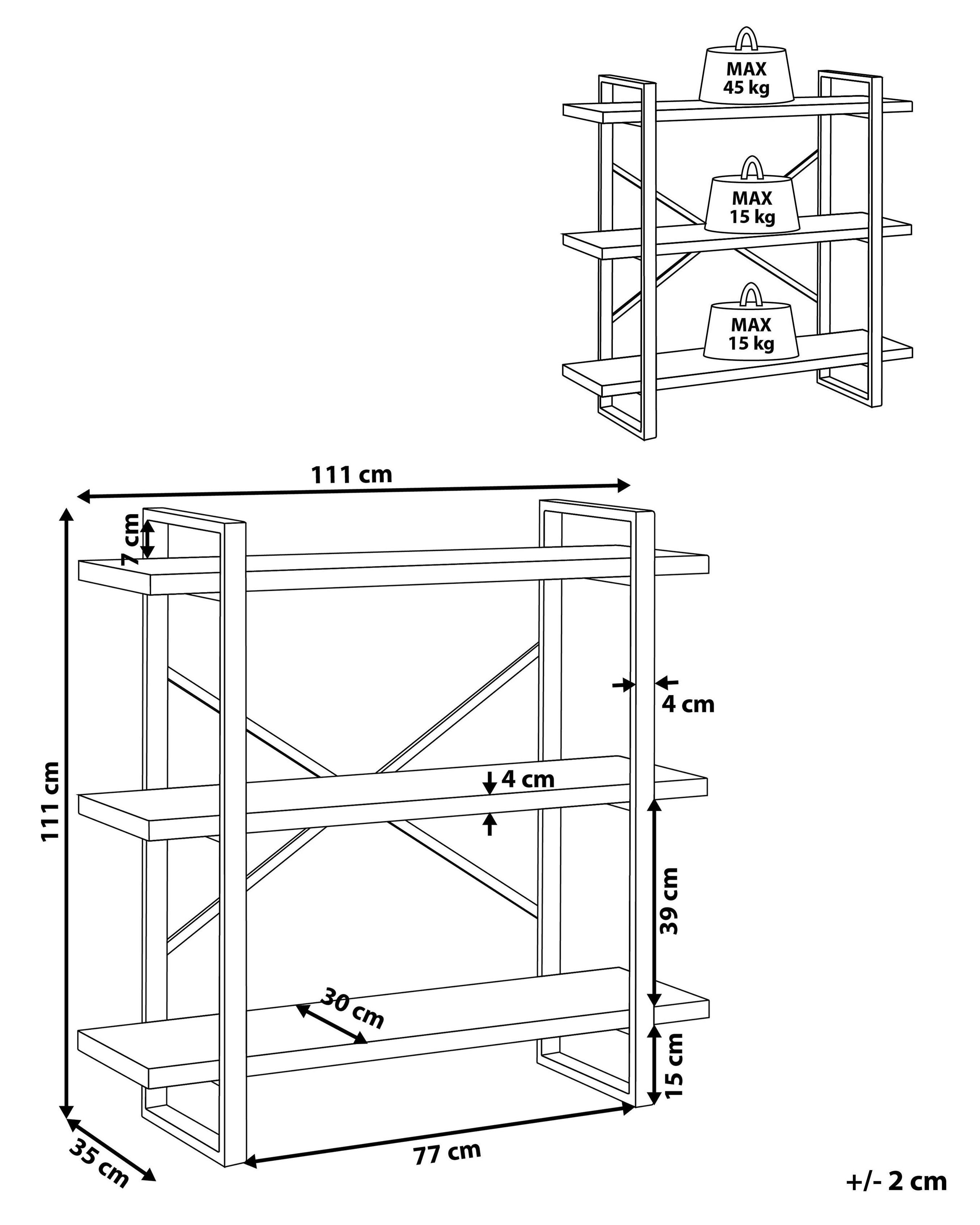 Opbergkast met 3 planken TIMBER 111 cm Donkerbruin