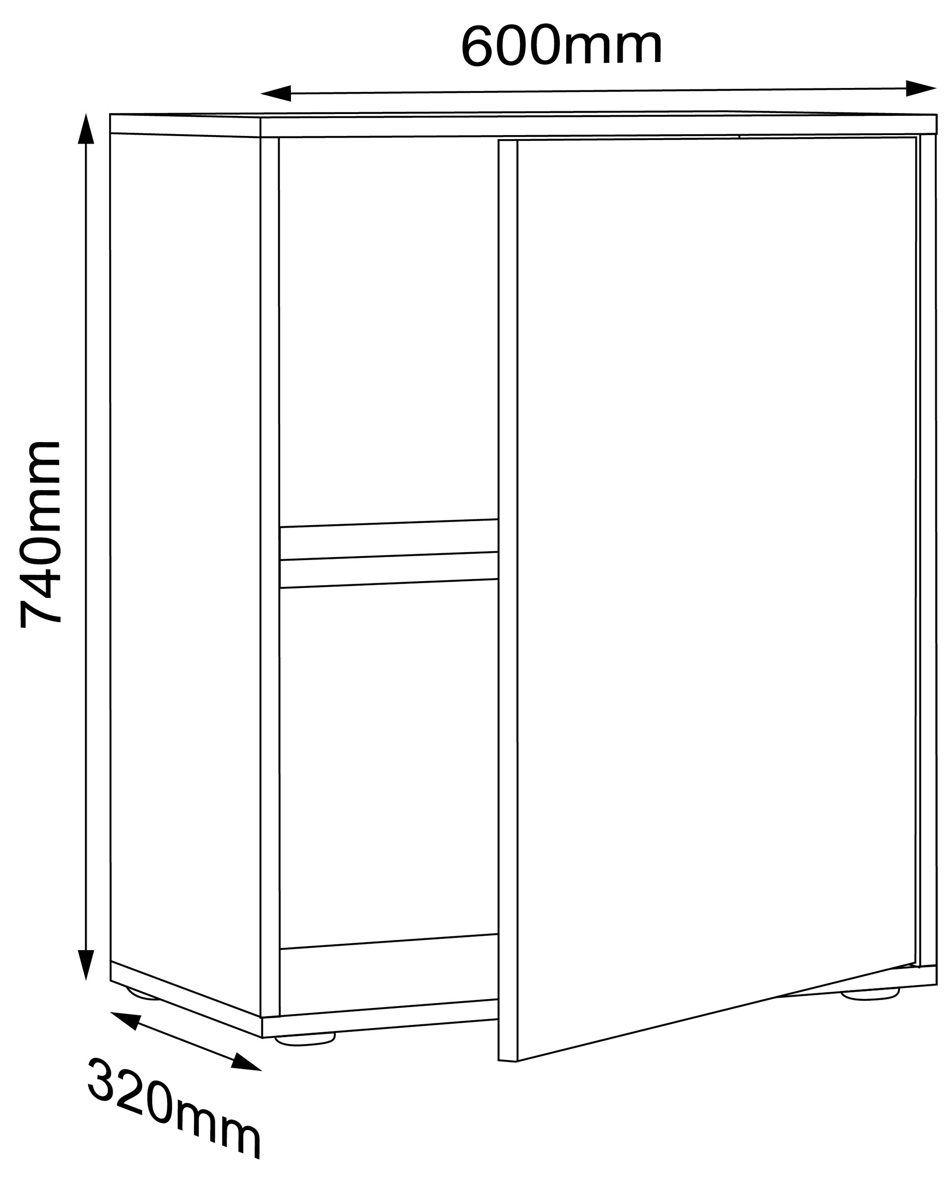 VCM Holz Büroschrank Ordner Aktenschrank Büromöbel Schrank Salia 2-fach Breite 60 cm Drehtüren