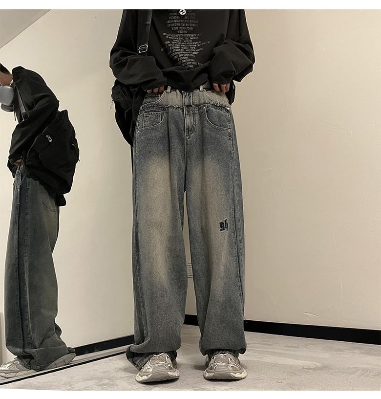 Savenne - Mid Rise Washed Wide Leg Jeans