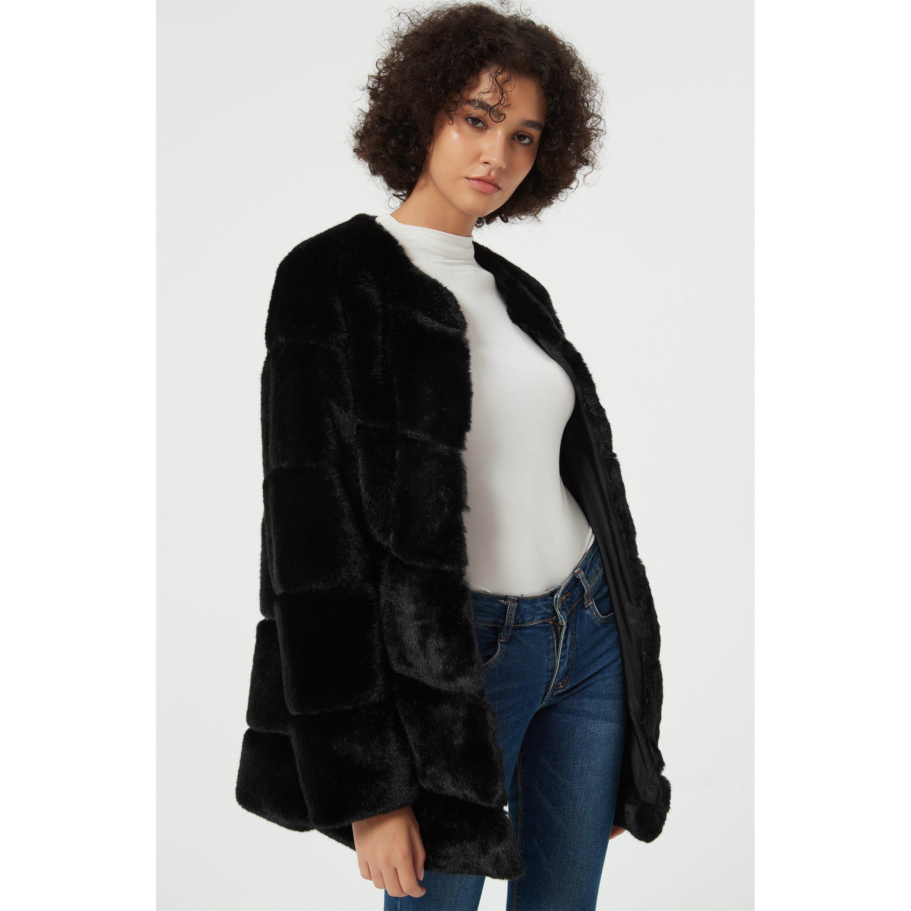 Be You B Faux Fur Panel Coat