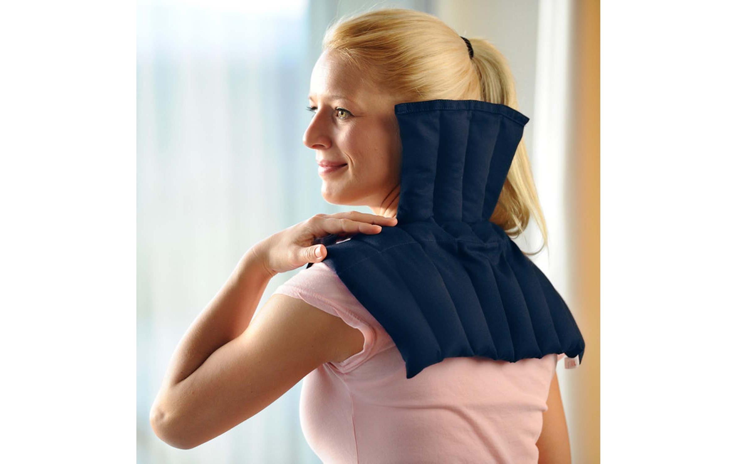 Leinsamenkompresse Linum Anatomic 3-teilig, blauWärmekissen für Nacken und Becken mit Leinsamen