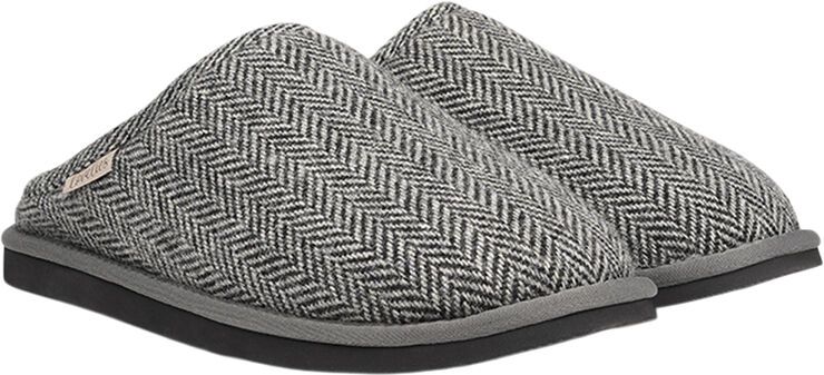 Lovelies DARWIN WOOL - OPEN WOOL SLIPPERS WITH SHEARLING LINING Black/white