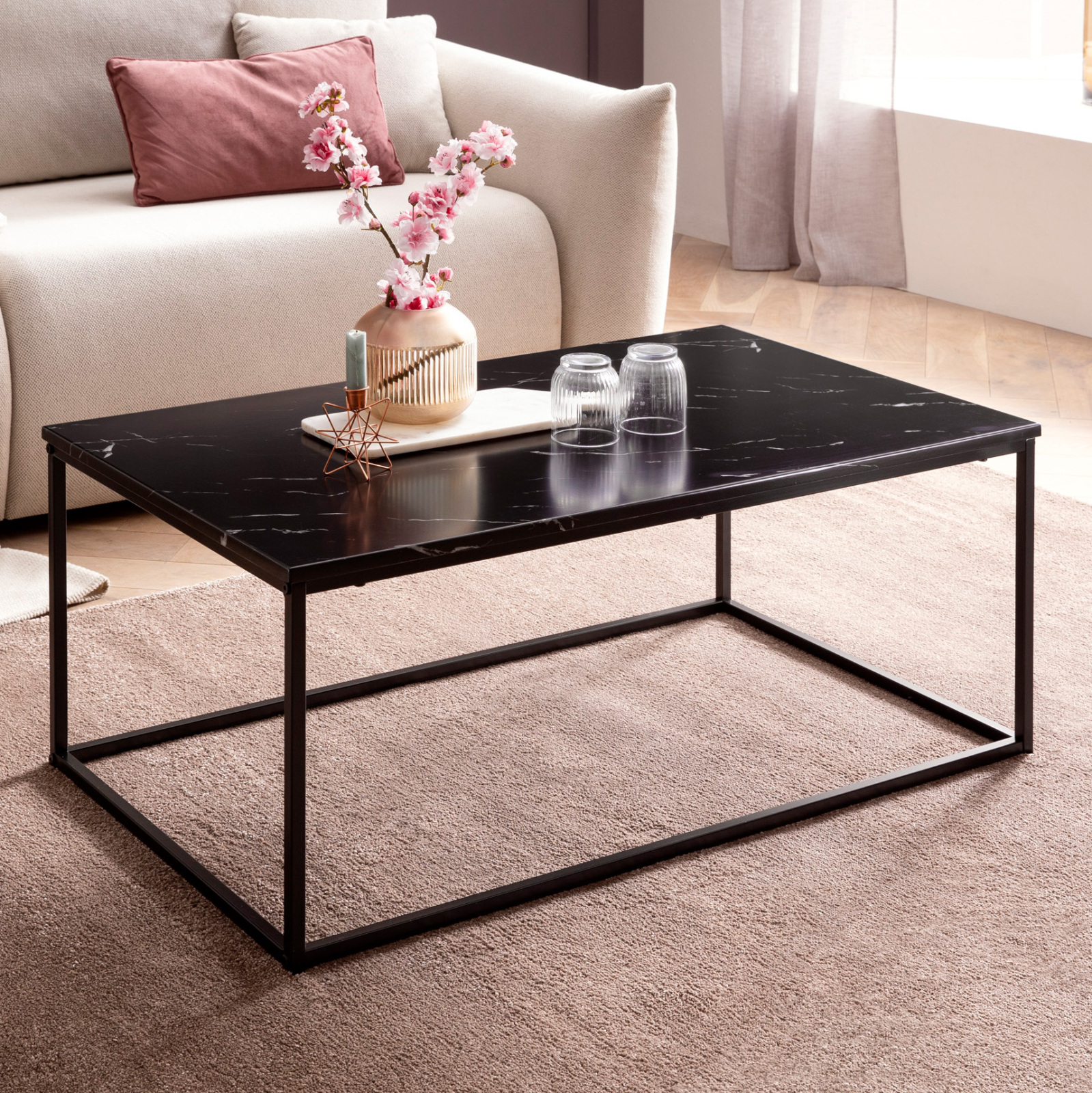 Couchtisch - Marmor-schwarz - 100 cm