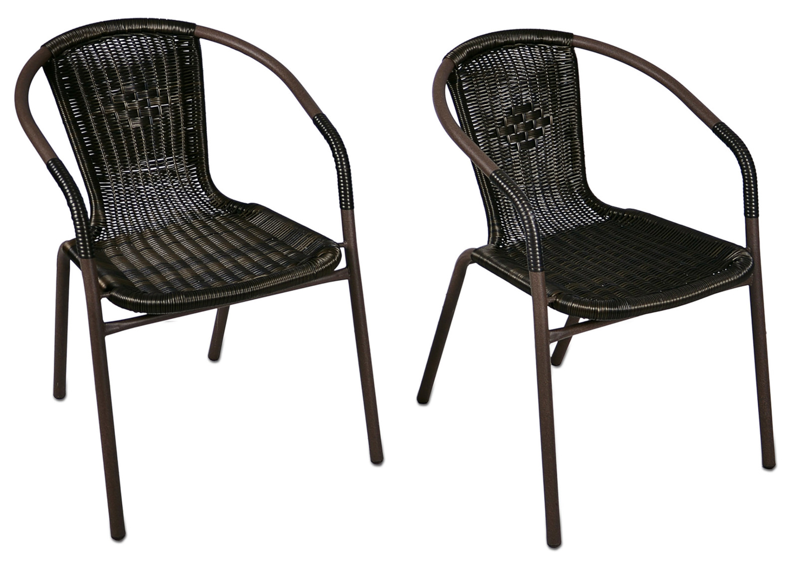 5-teiliges Bistro-Set - braun - Polyrattan - mit Schirmloch