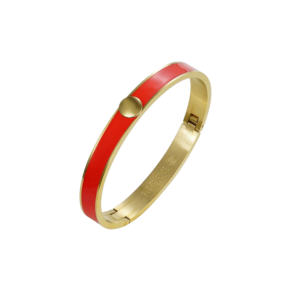 Capri-armbånd | 14k forgyldt rustfrit stål/emalje. Ø6 cm. | Tomato Red | BUD TO ROSE