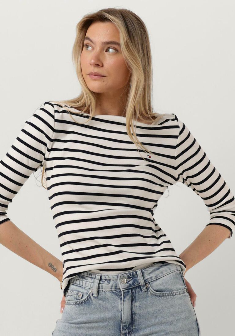TOMMY HILFIGER witte tommy hilfiger  new cody slim boat-nk 3/4 sleeve