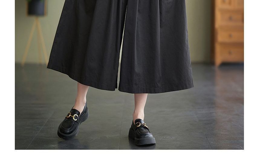 Lewwe - Hoge taille effen cropped broek met wijde pijpen
