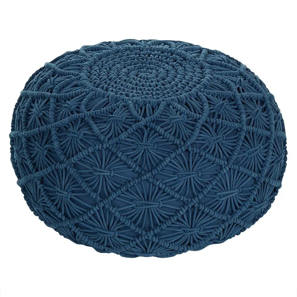 BERKANE - Poef - Blauw - 50 cm - Katoen