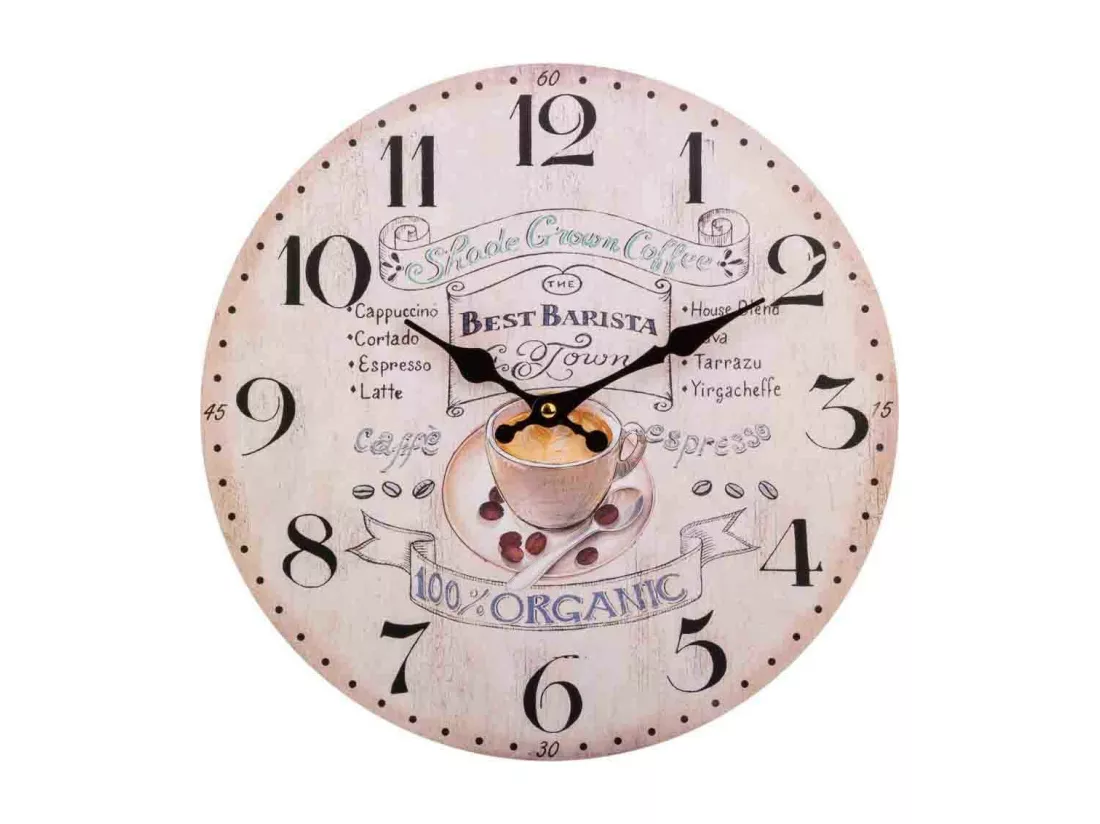 Horloge murale en bois blanc d34x2h