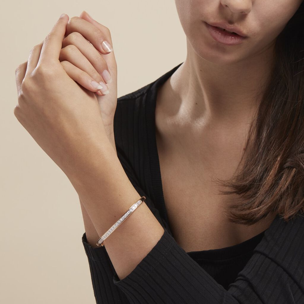Bracelet Jonc Frieda Plaqué Or Jaune Oxyde De Zirconium