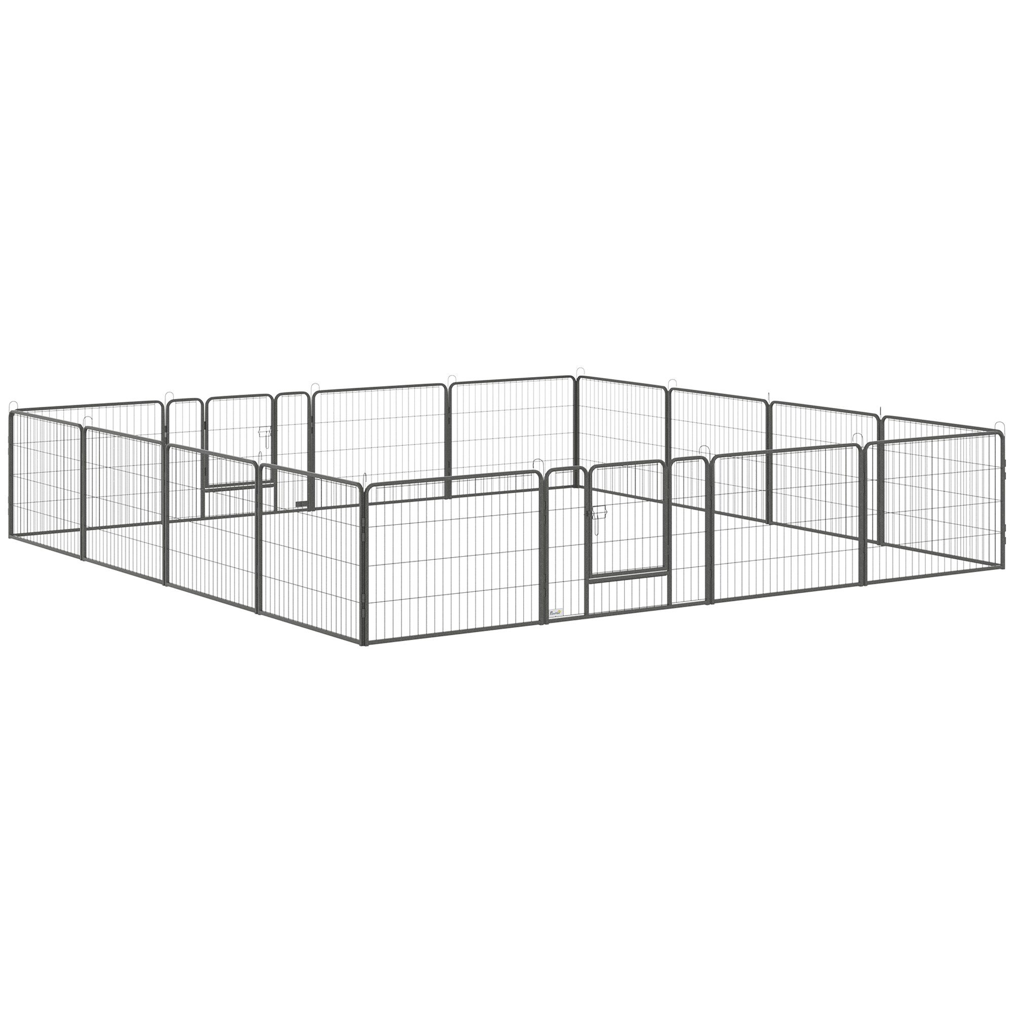 PawHut Freilaufgehege mit Tür grau 80L x 1,5B x 60H cm