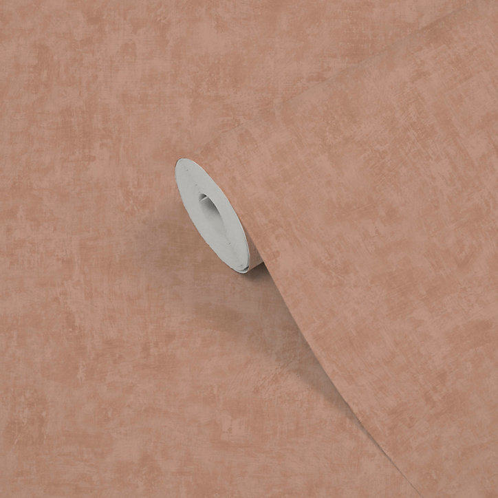 Papier peint vinyle intissé uni Tadelakt vieux rose 53 cm x 10,05 m Lutece