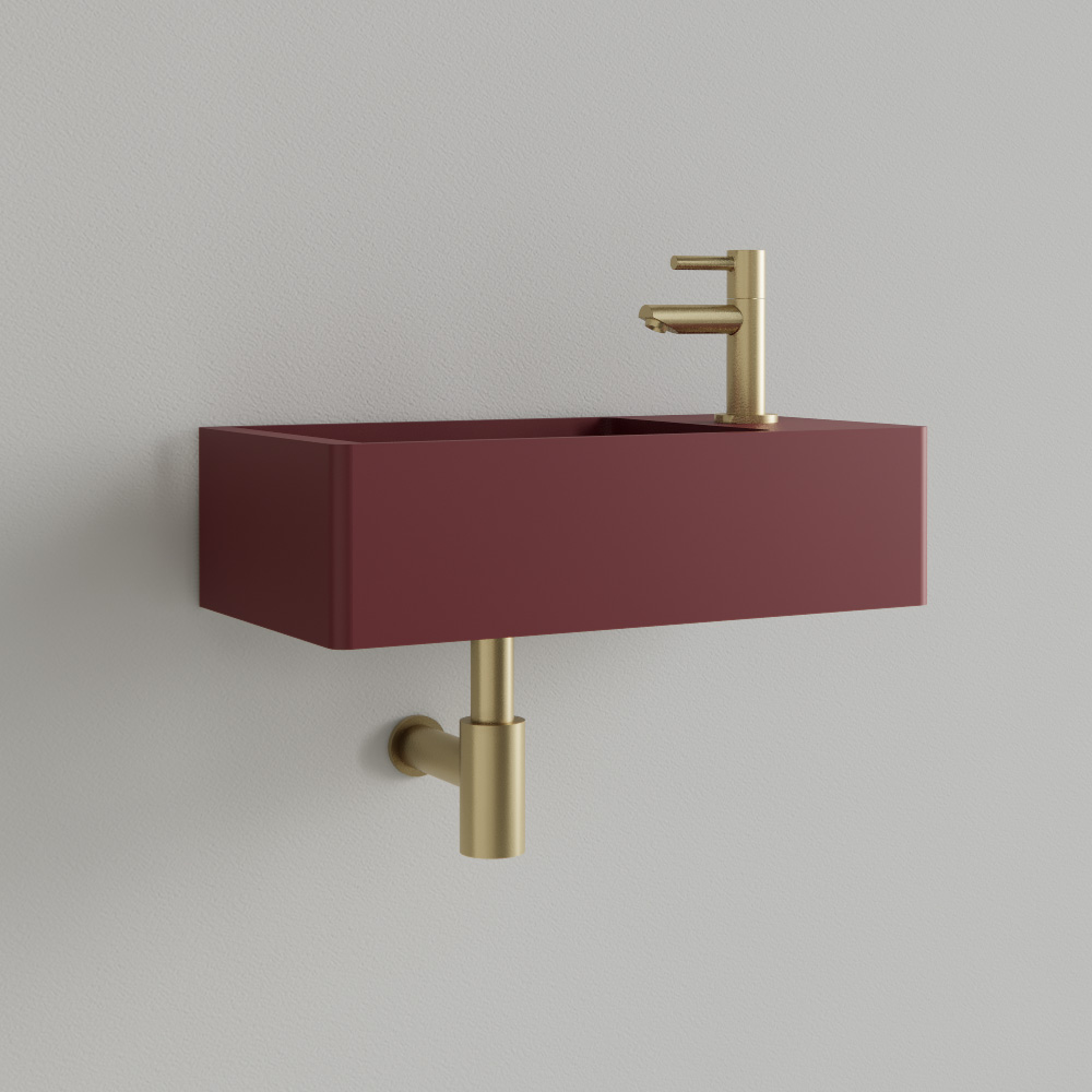 Sanigoods Luko fontein 40x22cm rechts met kraangat wijn rood