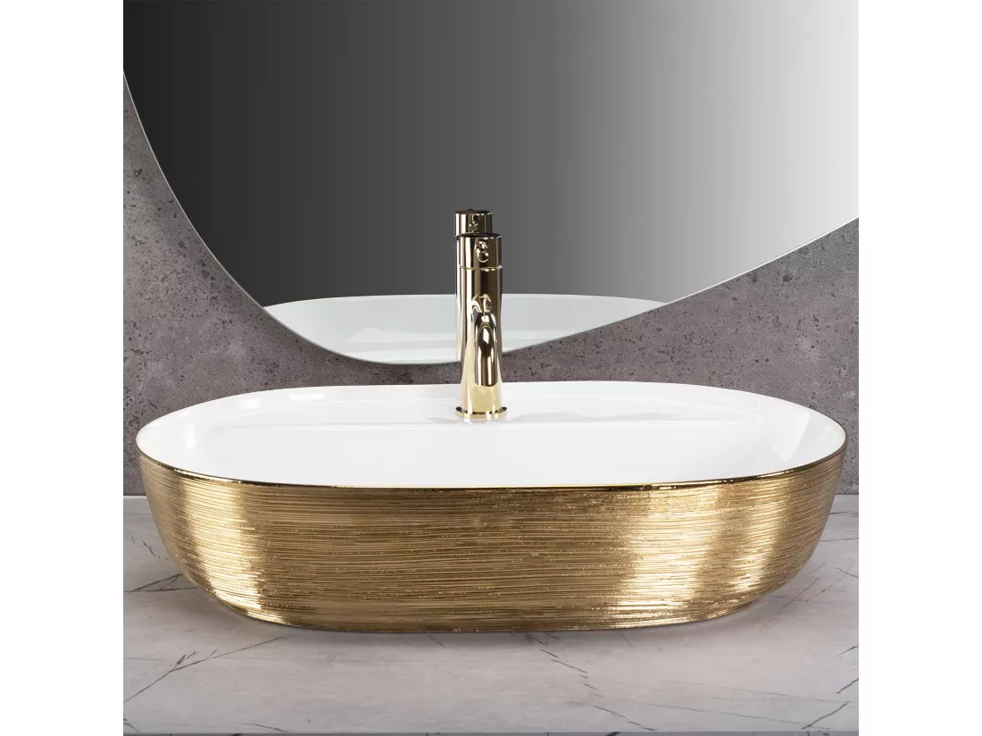 Vasque À Poser Rea Aura 61 Brush Gold White