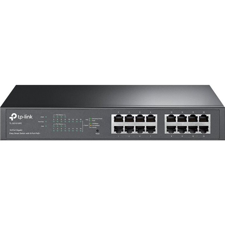 TP-Link TL-SG1016PE Géré L2 Gigabit Ethernet (10/100/1000) Connexion Ethernet, supportant l'alimentation via ce port (PoE) 1U Noir