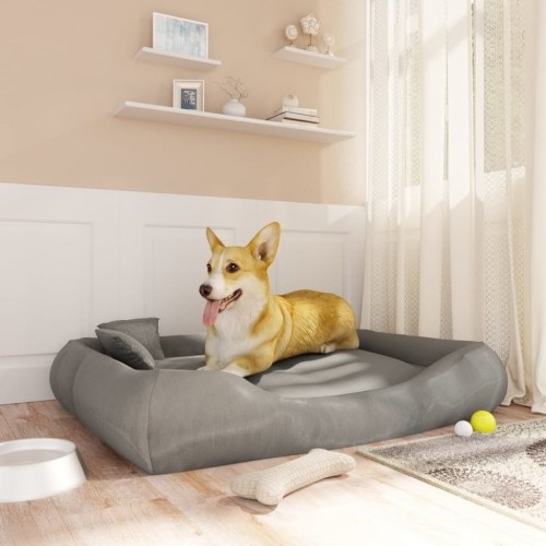 Cama retangular acolchoada para animais de estimação Vidaxl na cor cinza claro.