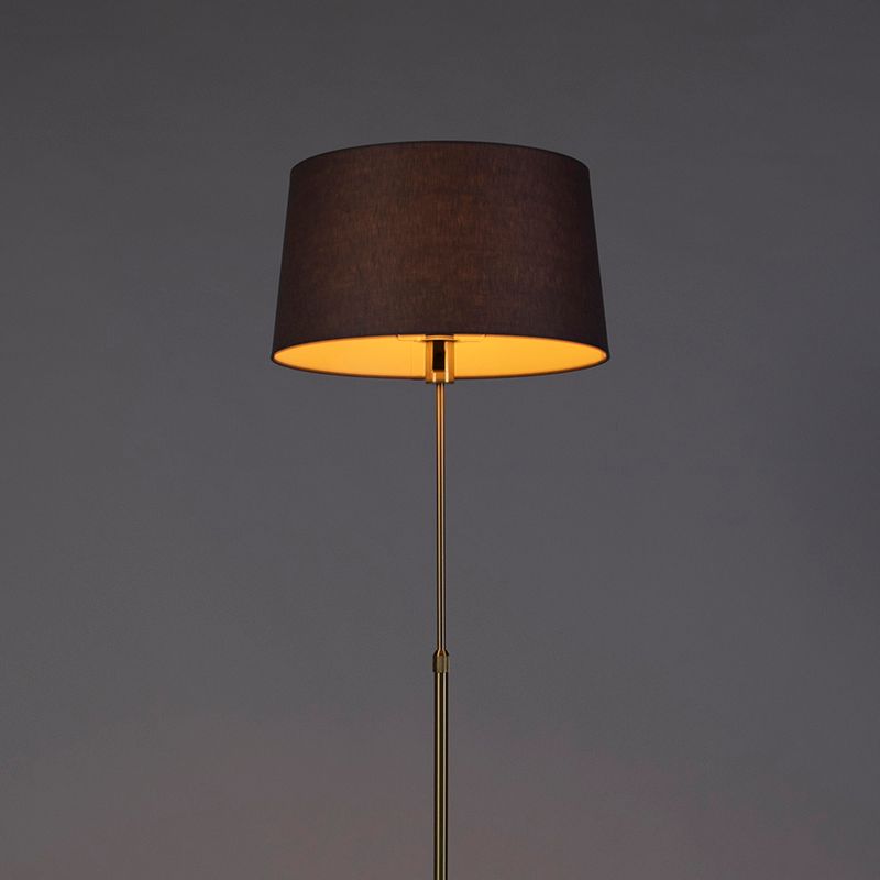 Vloerlamp goud/messing met linnen kap grijs 45 cm - Parte