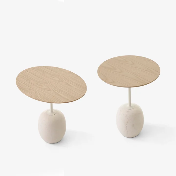 &Tradition - Lato Beistelltisch oval 40 x 50 cm, H 45 cm, Eiche / Crema Diva Marmor