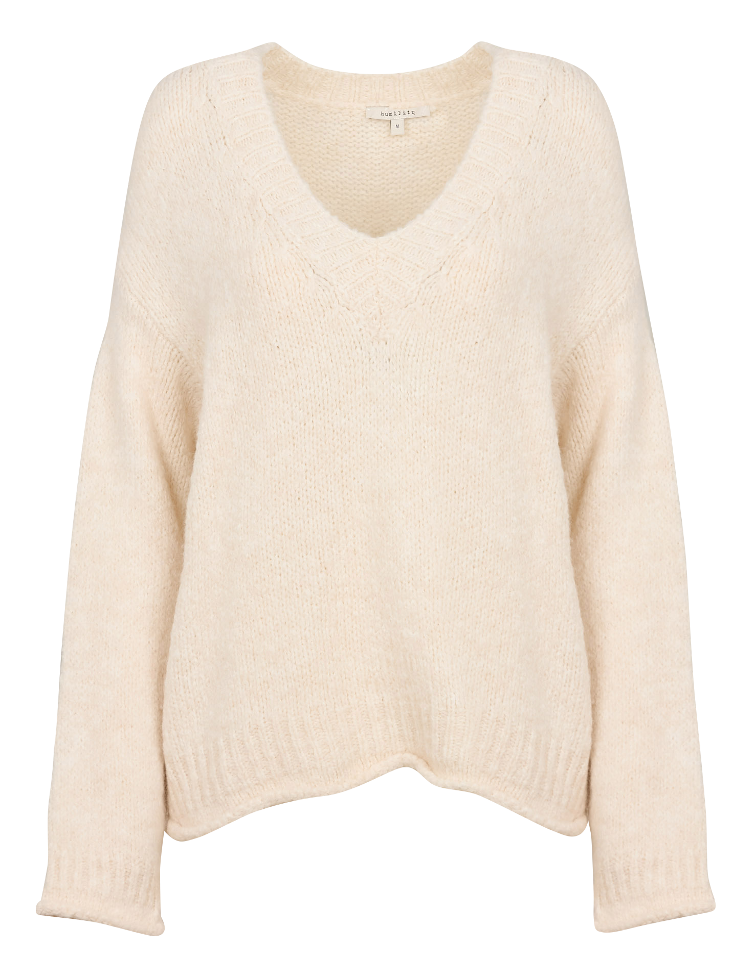 Pull oversize col v| Blanc