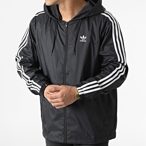 Veste Zippée Capuche A Bandes 3 Stripes HB9489 Noir