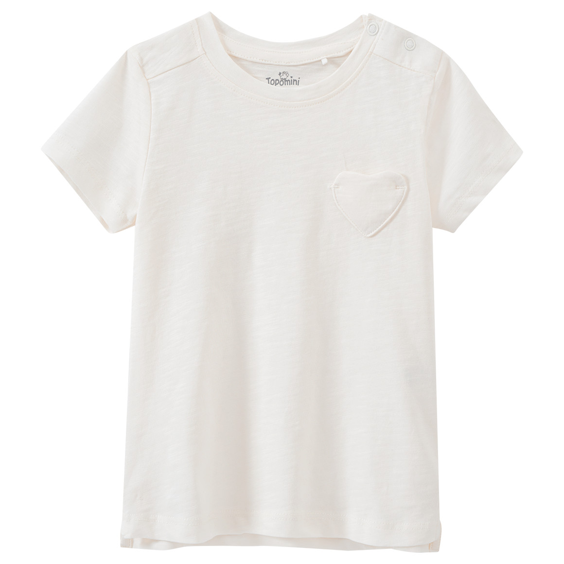 Topomini Baby T-Shirt mit Herz-Tasche weiss