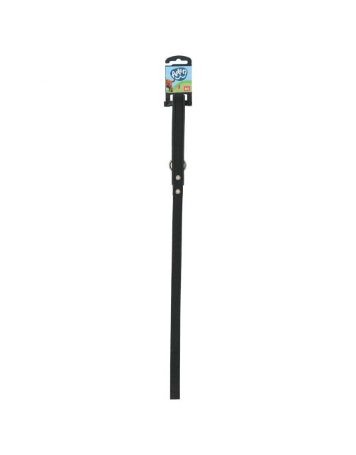 Adori Looplijn Vetleder Gevoerd Handvat - Hondenriem - 130x1.8 cm Zwart Zwart M\/L