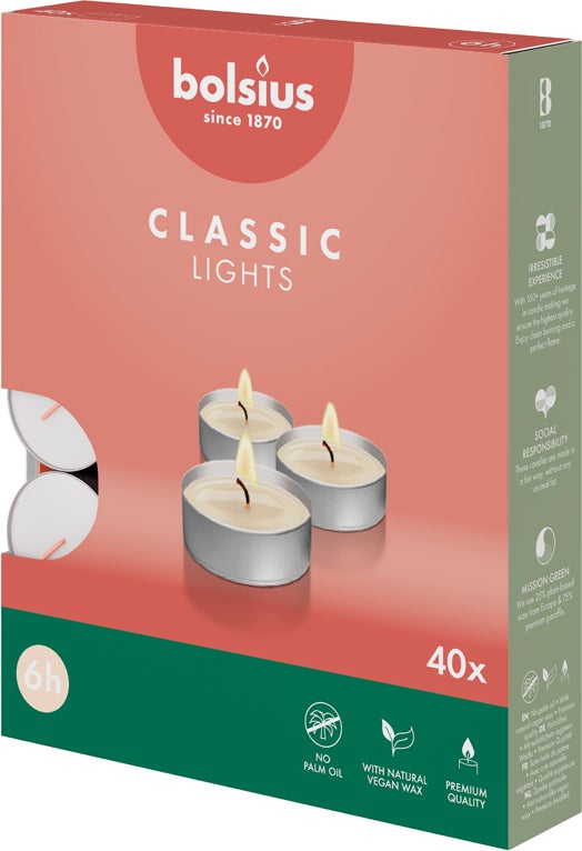 Bolsius waxinelicht Classic wit 6 uur D 4 H 2 cm 32 stuks