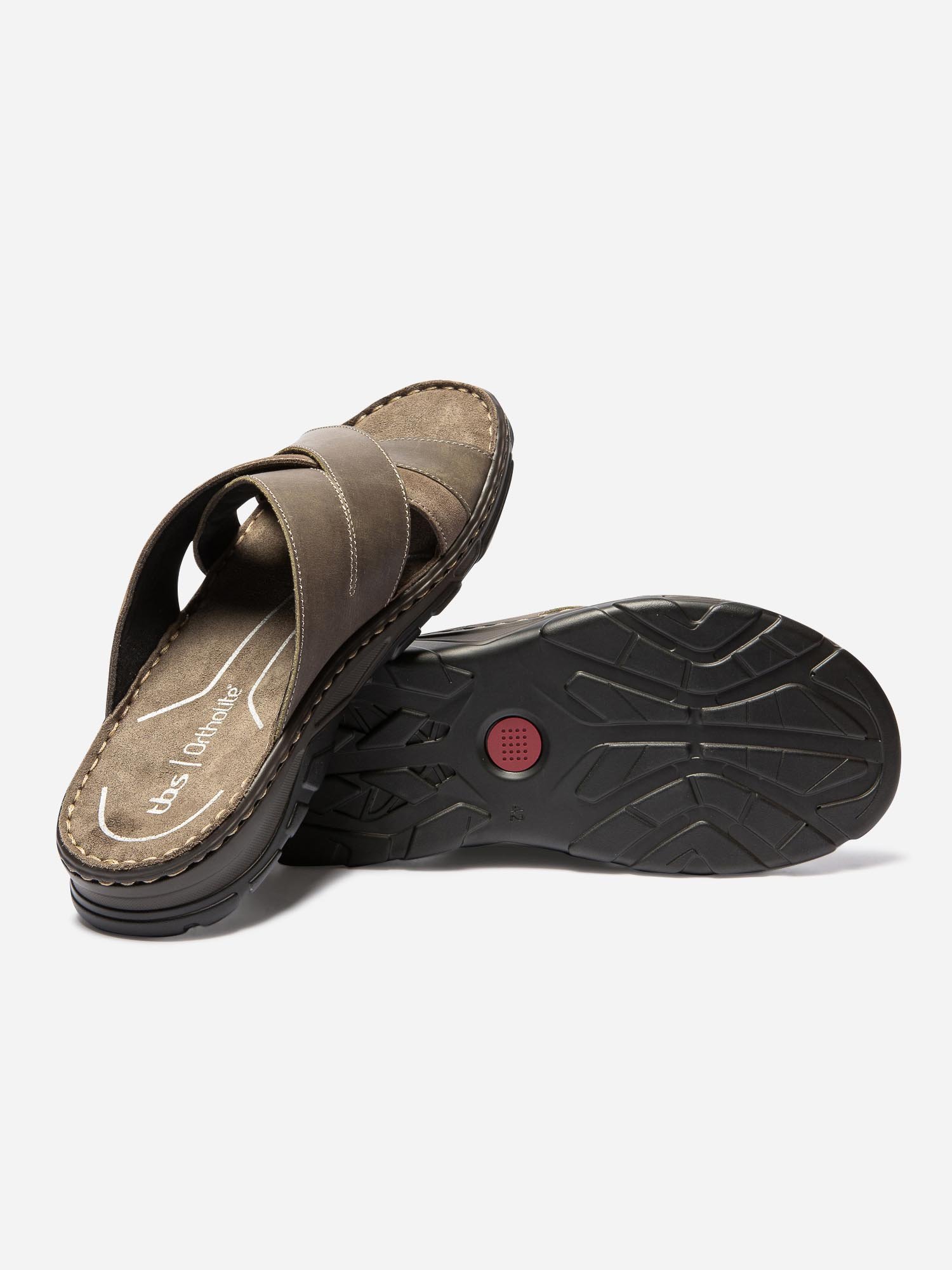 Mules Homme Semelle Ortholite Cuir Kaki
